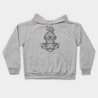 Diving Helmet and Ship Anchor Kids Hoodie